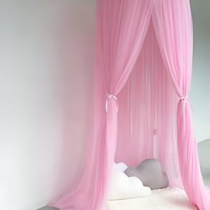 Ciel de lit en tulle rose